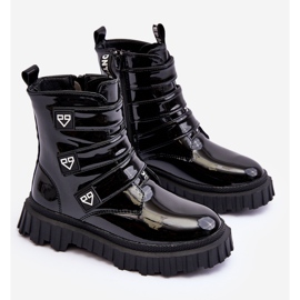 FR1 Botas de niña lacadas y aislantes, Negro Rilina 10