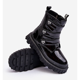 FR1 Botas de niña lacadas y aislantes, Negro Rilina 11