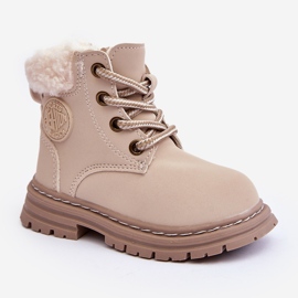 Botas Trapper Infantil con Cremallera y Piel de Cordero Beige Marialee 11