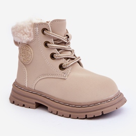 Botas Trapper Infantil con Cremallera y Piel de Cordero Beige Marialee 6