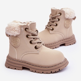 Botas Trapper Infantil con Cremallera y Piel de Cordero Beige Marialee 10