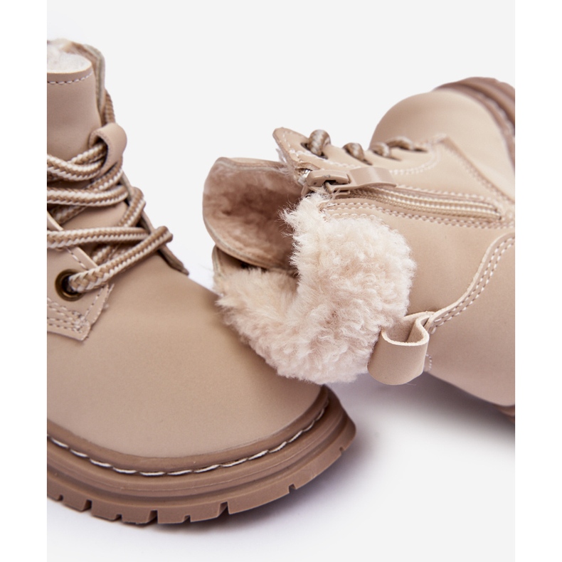 Botas Trapper Infantil con Cremallera y Piel de Cordero Beige Marialee 1