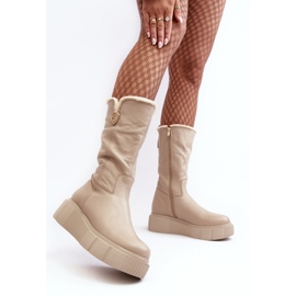 Lemar Botas de mujer de piel beige con lana Bayla 6