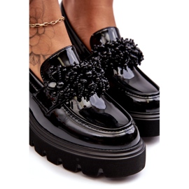 Zapatos Mujer Charol Con Adorno, Negro 1