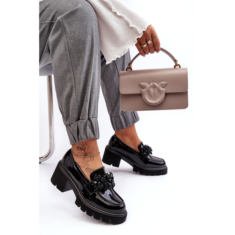 Zapatos Mujer Charol Con Adorno, Negro 2