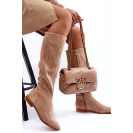 PA1 Botas Tacón Plano Ante Beige Eelin 4