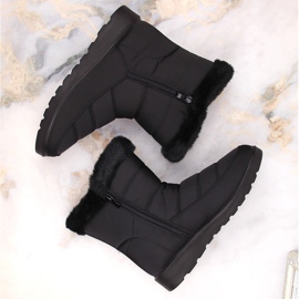 Botas de nieve aislantes para mujer con pelo, negras Potocki PY16065 negro 4