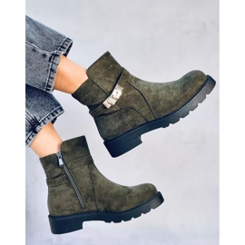 Drapers Botines planos de ante verde 5