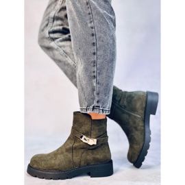 Drapers Botines planos de ante verde 3