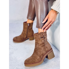 Botines Cooke Kaki tacón ancho marrón 3