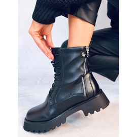 Ferger Botines militares con cordones negros 4