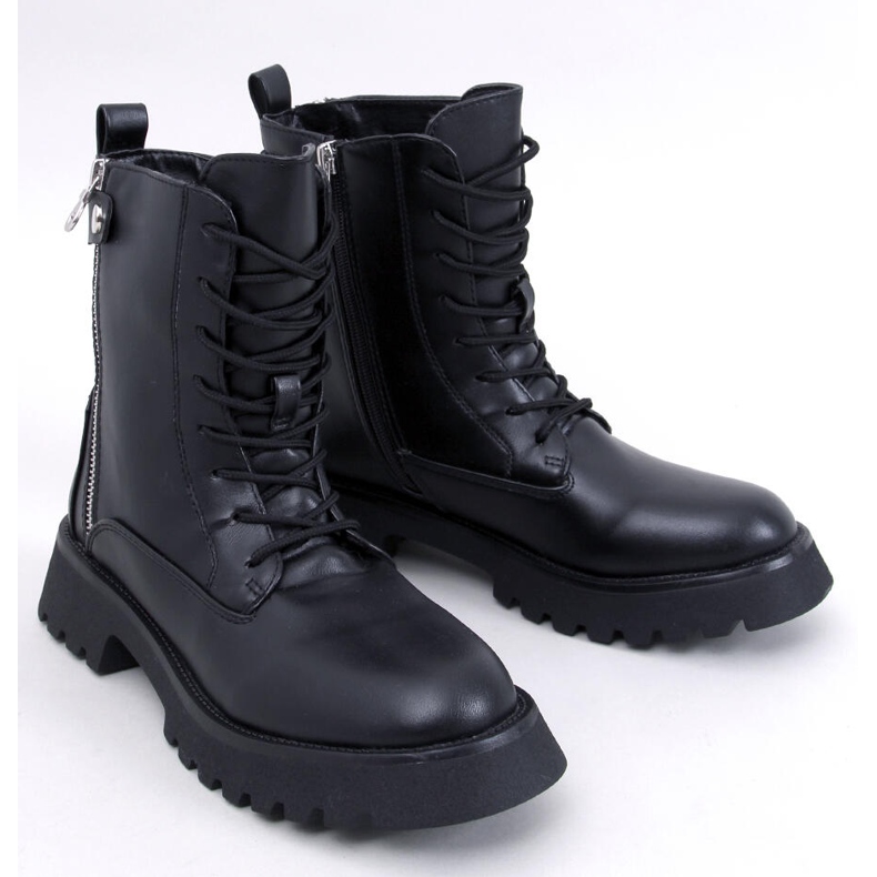 Ferger Botines militares con cordones negros 1