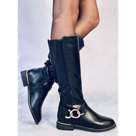 Devers Botas negras con eslabones de cadena negro 4