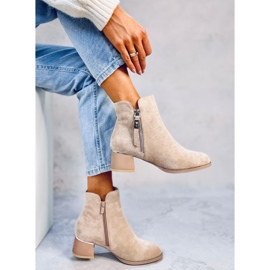 Botín tacón bajo Leines beige 3