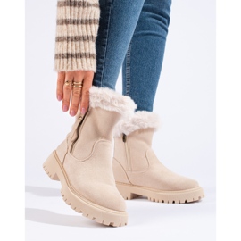W. Potocki Botines de ante beige con pelo de Potocki 3
