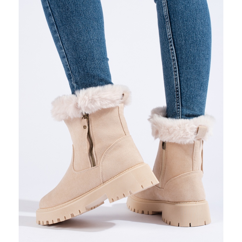 W. Potocki Botines de ante beige con pelo de Potocki 2