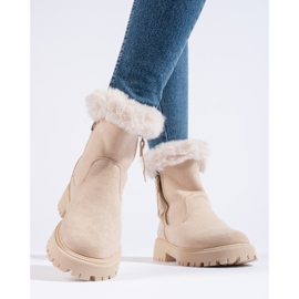 W. Potocki Botines de ante beige con pelo de Potocki 1