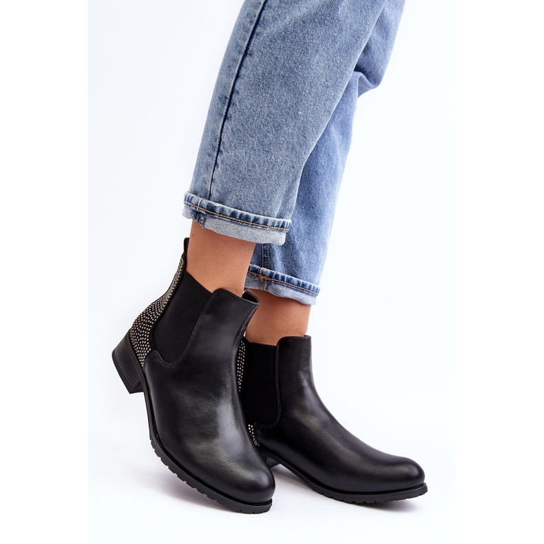 Botas Chelsea bajas de mujer con decoración, negro Donname 2