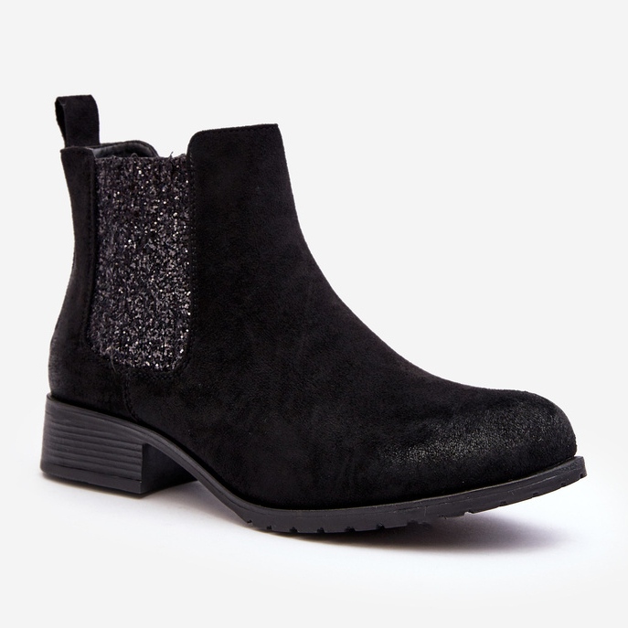 Botas Chelsea de mujer con tacón plano, Negro Sauamia 1