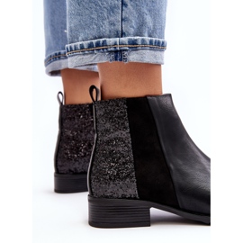 Botas Chelsea de mujer con tacón plano y lentejuelas, Negro Messio 4