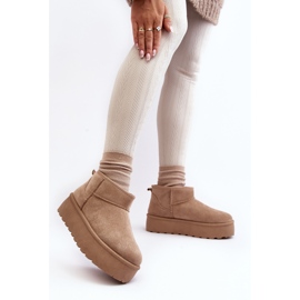 Botas de nieve con plataforma para mujer Beige Mennja 3