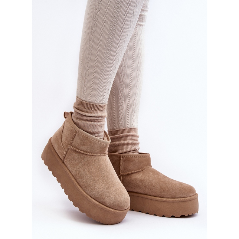 Botas de nieve con plataforma para mujer Beige Mennja 1