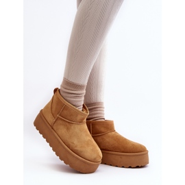 Botas de nieve con plataforma para mujer Camel Mennja marrón 2