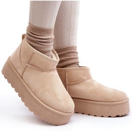 Botas de nieve con plataforma para mujer beige claro Mennja 9