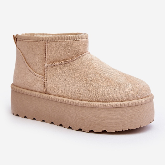 Botas de nieve con plataforma para mujer beige claro Mennja 1
