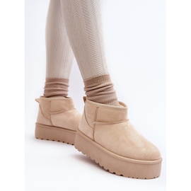 Botas de nieve con plataforma para mujer beige claro Mennja 4