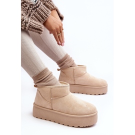 Botas de nieve con plataforma para mujer beige claro Mennja 7