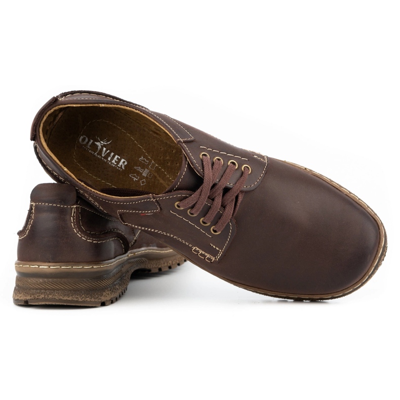 Olivier Zapatos casual de hombre en piel 221GT marrón 3