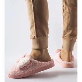 Pantuflas calentitas rosas con lazo. 2
