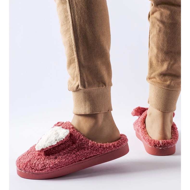 Pantuflas calentitas rosa oscuro con lazo Delfio 1