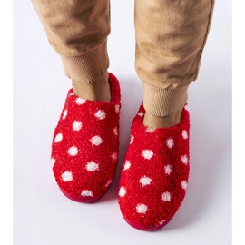 Pantuflas calentitas rojas con lunares blancos de Laino rojo 2