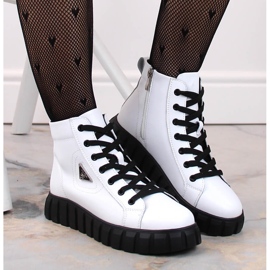 Botines de mujer blancos de piel con plataforma de Filippo DBT4146 5