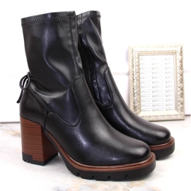Botines de mujer con tacón alto y plataforma, aislantes negros Potocki SZ12258 2