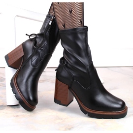 Botines de mujer con tacón alto y plataforma, aislantes negros Potocki SZ12258 5