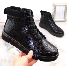 Botas de mujer de piel con aislamiento negro y plataforma de Filippo DBT4767 1