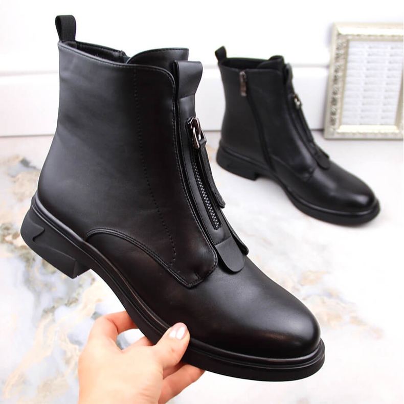 Botas de mujer de tacón plano con cremallera, aislantes negras Filippo DBT4848 negro 1