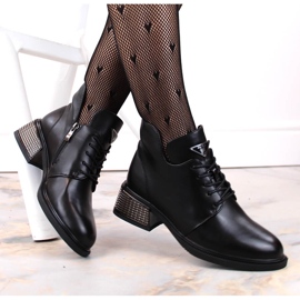 Botines de mujer con aislamiento y tacón decorativo Filippo DBT4881 negros 3