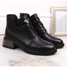 Botines de mujer con aislamiento y tacón decorativo Filippo DBT4881 negros 2