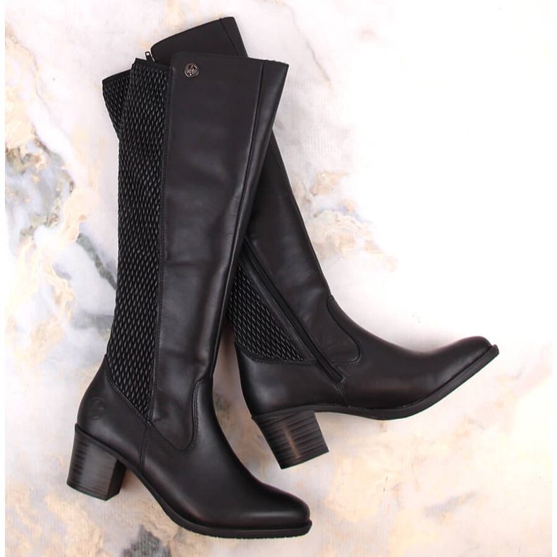 Botas de mujer cómodas de piel con goma, aislantes negras Rieker Y2050-00 negro 1