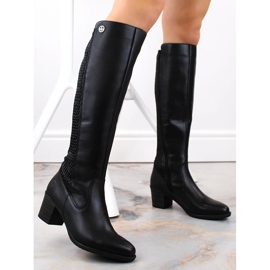 Botas de mujer cómodas de piel con goma, aislantes negras Rieker Y2050-00 negro 3