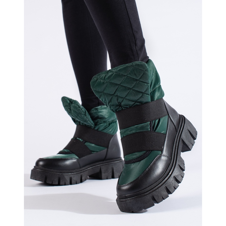Botas de nieve de mujer Shelovet verdes y negras negro 1