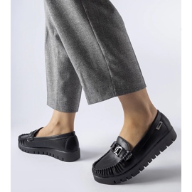 Mocasines cuña hebilla negros 2