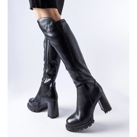 Botas negras de tacón, largas y calentitas. negro 1
