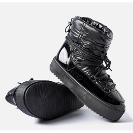 Botas de nieve de charol negro con banda elástica. 3