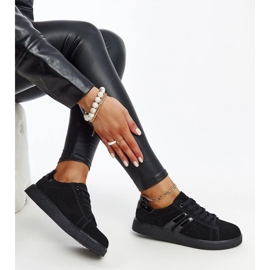 Zapatillas con cordones de ante negro 1