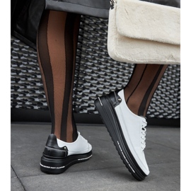 Deportivas con cuña de piel en blanco y negro Piano 2